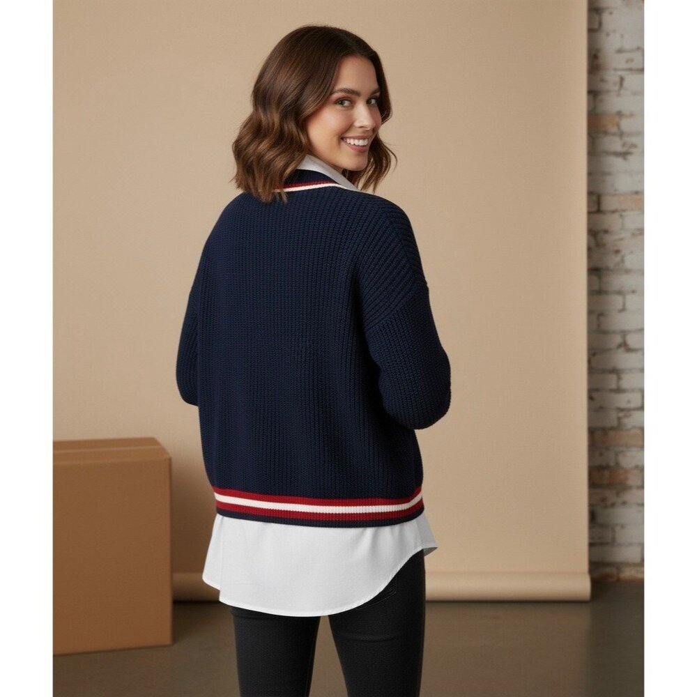 NWT American Eagle Cropped Letterman Cardigan Jacket • Y2K Preppy Collegiate S/M - Picture 13 of 16